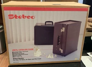 Valigetta catalogo vintage Stebco finitura vinile nero Tufide NUOVA CON SCATOLA USA - Foto 1 di 9