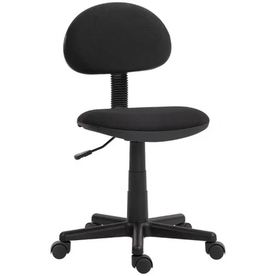 HOMCOM Armless Office Chair with Adjustable Height 360° Swivel Wheels Black - Image 1 of 4