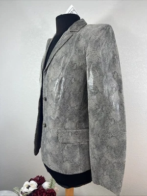 Blazer Gianni 2 To Tango Snake 100% Cuero Gris Chaqueta Para Mujer US 10 NUEVO $288 Foto 1 de 4