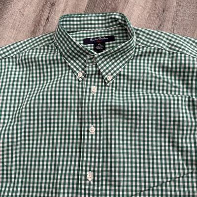 Brooks Brothers 红羊毛衬衫男孩尺寸 XL 绿色格子非铁 100% 棉 — 第 1/4 张图片