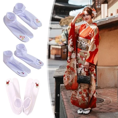 Calcetines Japoneses Dama Tabi Puntera Kimono Chanclas Dos Dedos Sandalia Split Ninja Geta Foto 1 de 4