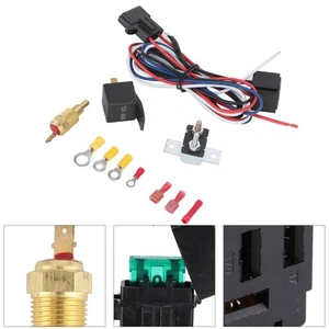 Hot Radiator Cooling Fan Relay Kit Thermostat Temperature Switch Automobile Moun - Picture 1 of 18