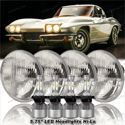 For Chevy Corvette 1962-1982 4pcs 5 3/4" 5.75 inch LED Headlight Hi/Lo Beam DRL - Image 1 of 4
