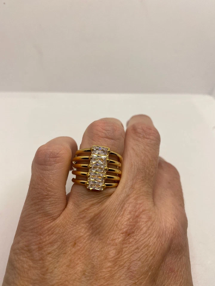 Anillo harén vintage de cristal austriaco dorado de acero inoxidable Foto 1 de 4