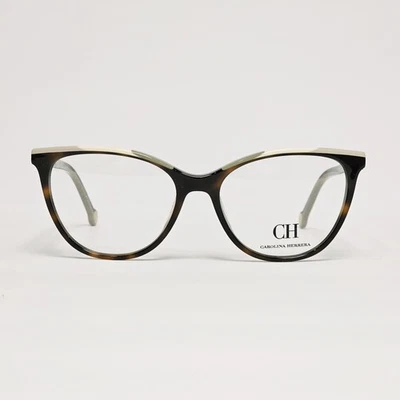 Gafas de ojo de gato ovaladas Carolina Herrera VHE834K para mujer en tortuga/beige | 54 mm Foto 1 de 4