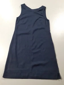 Marks Spencer M&S Shift Linen Dress Women Size UK 6 Small Blue Midi V Neck - Picture 1 of 11