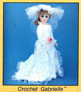 "Crochet Gabrielle"" Folleto PRE-750 Vestido de Boda y Sombrero para 15" Moda MUÑECA 1987 - Imagen 1 de 2