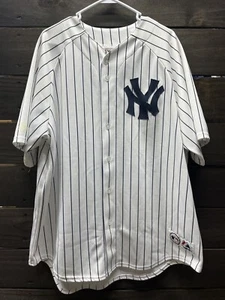 Majestic New York Yankees Jersey Men’s Sz XXL White Pinstripe Baseball MLB - Picture 1 of 9