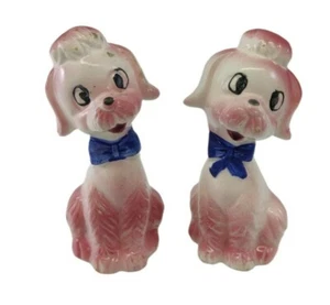 Salero y pimentero vintage caniches perros rosas cachorros - Imagen 1 de 12