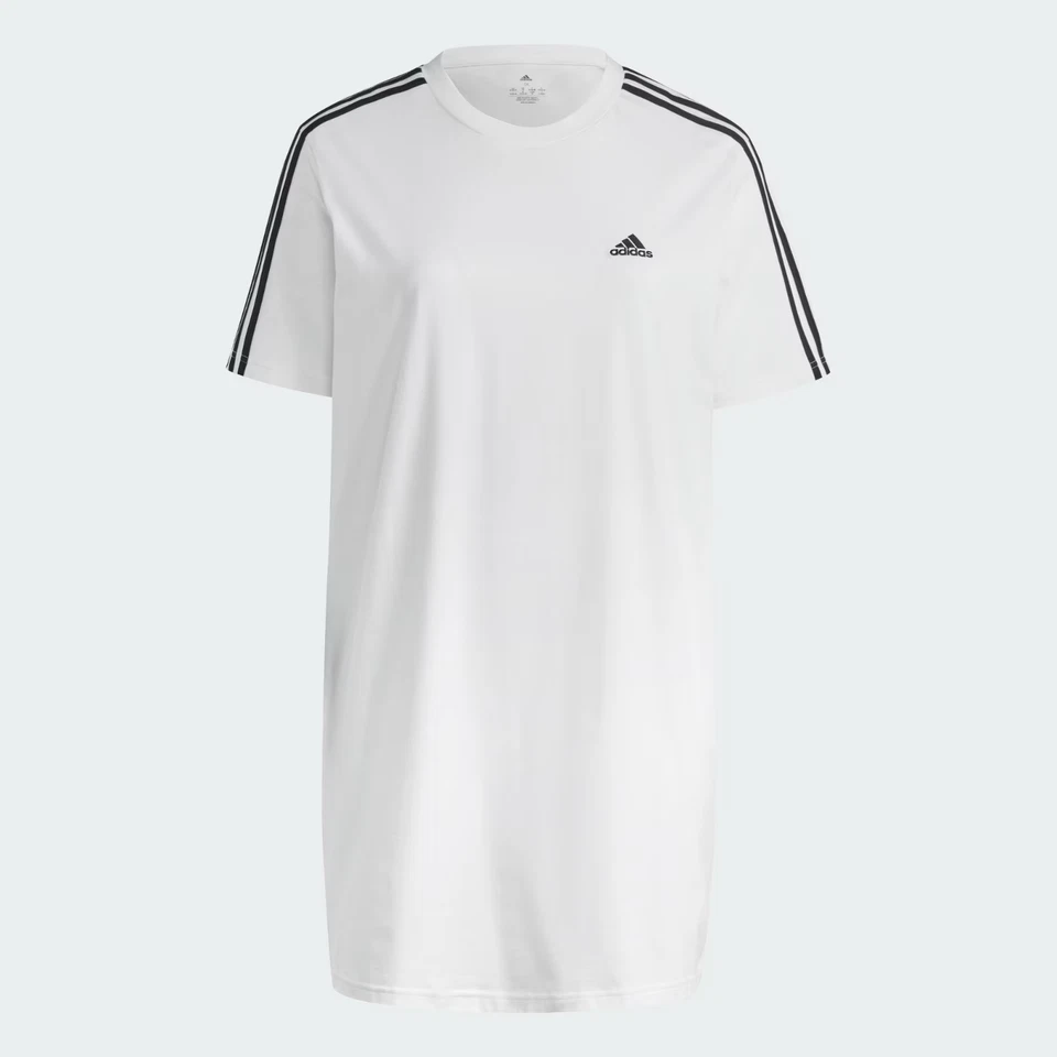 adidas Plus Essentials 3-Stripes Boyfriend T-Shirt Dress Women's 2X White/Black
