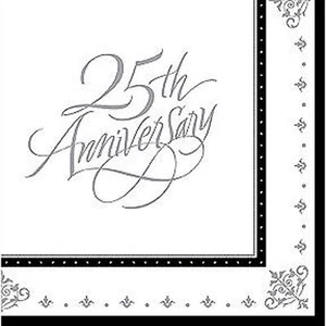 25th Silver Anniversary Party Napkin/Serviettes 3ply 16pk - Party Supplies - Picture 1 of 1