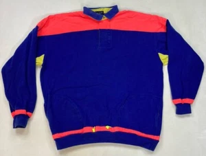 VINTAGE Gant Rugger Crewneck Sweatshirt Men Large Blue Multicolor Colorblock - Picture 1 of 9