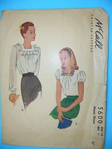 Rare, vintage 1944 McCall's printed blouse pattern, bust 32, complete - Picture 1 of 2