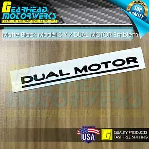 DUAL MOTOR Emblem for Tesla Model 3 Y X Matte Black Rear Trunk Lid Badge Logo - Bild 1 von 2