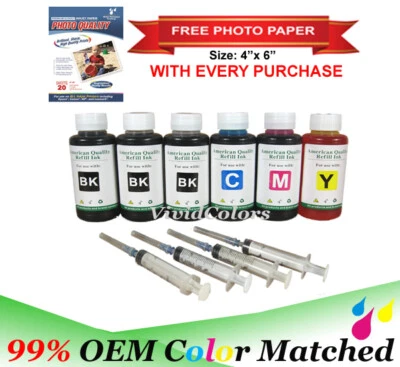 600ml 4-Color Bulk Ink Refill Kit for HP Inkjet Printer Cartridges Total 600ml - Image 1 of 4