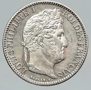 1847 A FRANCE Antique VINTAGE Wreath OLD Silver 50 Centimes French Coin i91746 - Picture 1 of 3