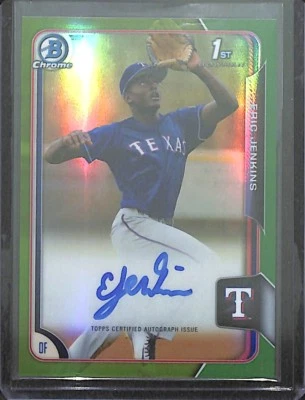 2015 Bowman Chrome Green Refractor Autograph #BCA-EJ Eric Jenkins No 10 of 99 - Image 1 of 2