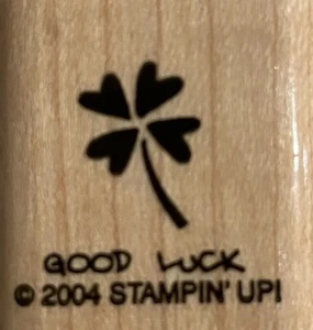 Sello de goma montado en madera Stampin Up Tag Time retirado - Trébol de buena suerte - Imagen 1 de 2