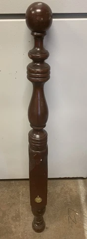 Vtg Salvage Turned Solid Cherry Wood Ball Finial, Bed Post, Newell,column 49.5” Cover