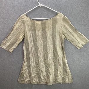 Jess Brown Design Women’s Tunic Dress Top Beige Stripe 100% Cotton Size Small - Picture 1 of 15