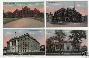 UTICA NY 4 Vintage Postcards Masonic Home Post Office Utica Free Academy Library - Picture 1 of 2