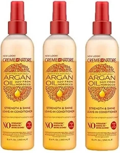 Lot of 3 Creme of Nature Argan Oil Strength & Shine Leave-In Conditioner 8.45oz - Picture 1 of 6