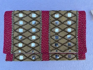 Borsa a tracolla Francescas con perline rosa marrone elegante specchiata moda made in India - Foto 1 di 10