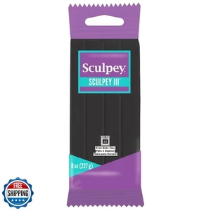 Sculpey III Polymer Oven-Bake Clay, Black, Non Toxic, 8 oz. bar, great for mo - Picture 1 of 2