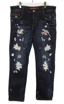 Pantalones de mezclilla Cipo & Baxx para hombre W38/L34 azul oscuro envejecido bigotes fila de botones Foto 1 de 4