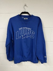 Vtg Lee Sports NFL Detroit Lions Blue Crewneck Sweatshirt Men’s Size Large - Picture 1 of 4