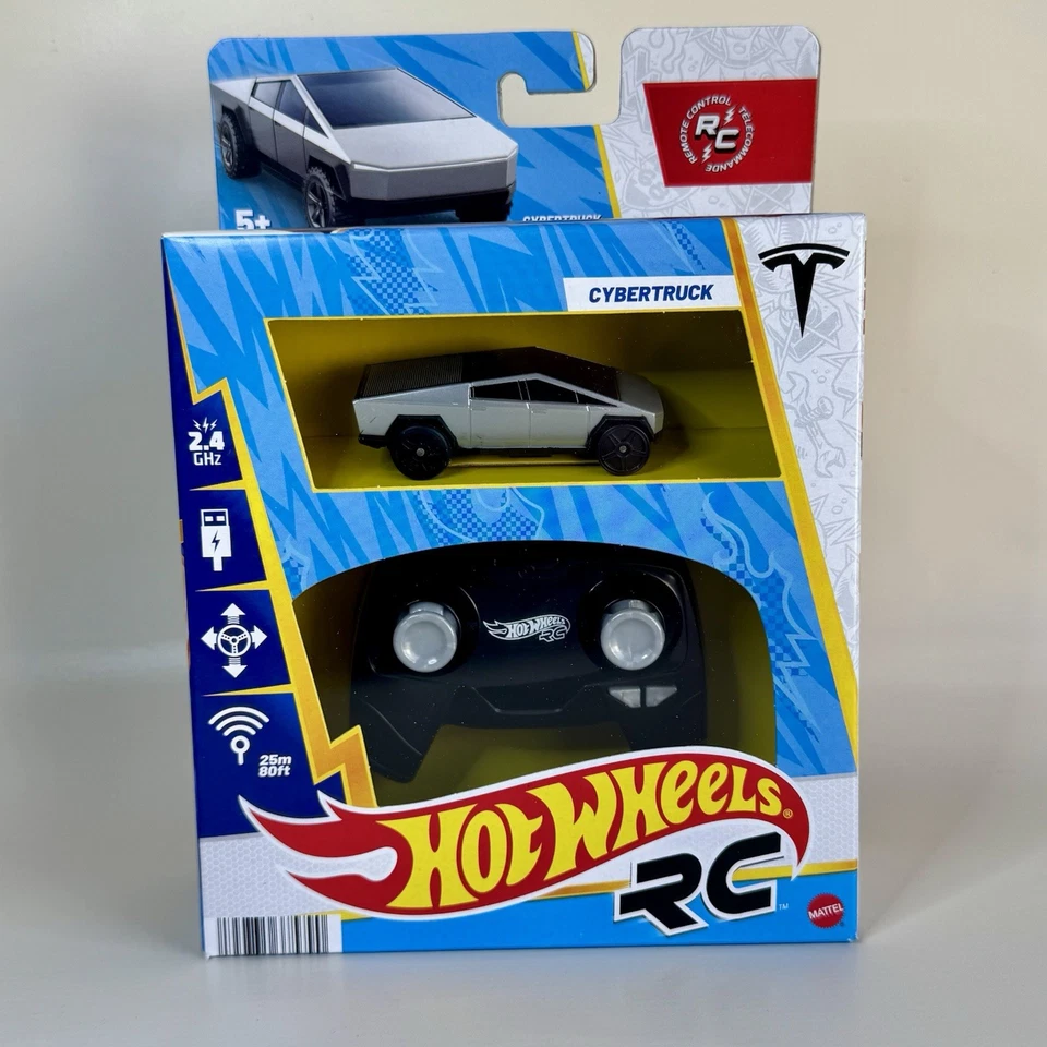 Coche remoto Hot Wheels RC Tesla Cybertruck 2,4 GHz recargable compatible con pista Foto 1 de 4