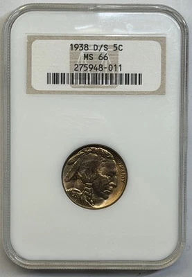 1938 D/S 5c Buffalo Nickel NGC MS66 Golden Toning - Image 1 of 2