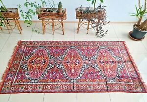Art Deco Area Rug Runner Red floral Boho Kilim carpet Germany Bohemian Moroccan