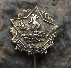 1955 Svazarm Czechoslovak Paramilitary Army Military Exercises DZBZ Pin Badge - Picture 1 of 1