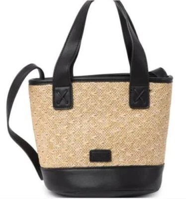 CO LAB Straw Bag Buck Crossbody Black Beige Small NEW NWT N22 - Image 1 of 4