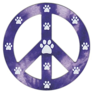 Imanes en forma de signo de paz (ver a través): Diseño púrpura con huellas de patas (perros, gatos) - Imagen 1 de 1
