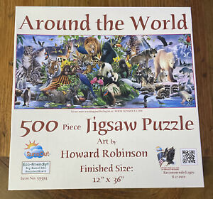 HOWARD ROBINSON JIGSAW PUZZLE AROUND THE WORLD 500 PIECES 12" X 36" WILDLIFE