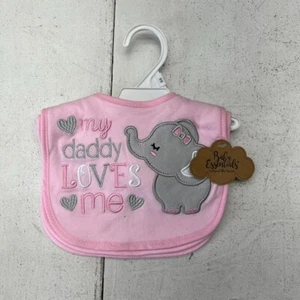Baby Essentials Pink & White 3 Pack Elephant & Heart Print Bibs One Size NEW - Picture 1 of 5