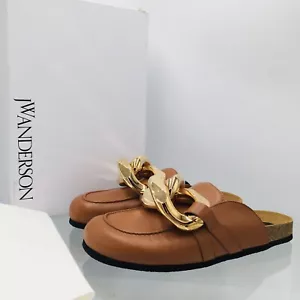 JW Anderson Herren Pantoletten Kette Leder Loafer hellbraun - Größe EU 43 US 10 M - Bild 1 von 13