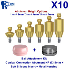 10x DSI Dental Fixture Conical Ball Attachment Kit NP + Soft Cap + Housing