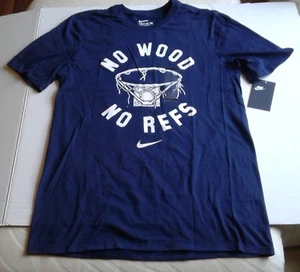 NWT NIKE MEN'S NAVY "NO WOOD NO REFS" SPORTWEAR TEE SZ M & L AH3208-419 - Picture 1 of 7