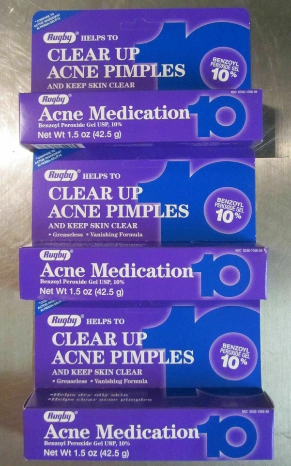 Rugby 10% Benzoyl Peroxide 1.5 oz Acne Medication Gel