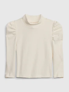 Gap Toddler Girls Size 3 Yr Ivory Long Puff Sleeve Rib Knit T-Shirt NWT - Picture 1 of 1