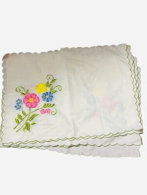 Vintage Lot Set of 5 Floral Embroidered Applique Fabric Table Placemats EUC - Image 1 of 3