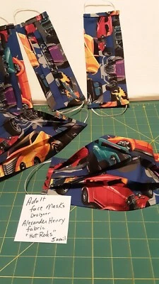 Adult Hot Rods Car Print Face Cover Single Layer designer fabric Alexander Henry - Image 1 of 4