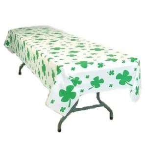 2 St. Patrick Day Green clovers shamrocks Check Table Cover 54 x 108 Inches - Picture 1 of 1