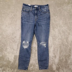 Good American Good Legs High Rise Ripped Skinny Crop Jeans Distressed size 10/30 - Picture 1 of 12