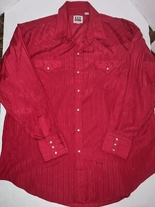 Vintage Ely Cattleman Pearl Druckknopf Shirt Herren 2XL XXL rot langarm Western Rodeo - Bild 1 von 6
