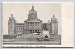 State Capitol Building Front View Des Moines Iowa IA 1909 Antique Postcard - Picture 1 of 2
