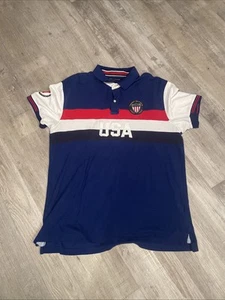 Vintage Tommy Hilfiger USA Rot Weiß Blau Polo Custom Fit Herren Größe XL - Lesen - - Bild 1 von 4